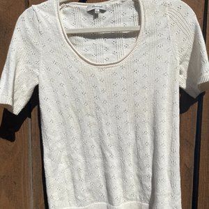 Madewell Eyelet Ivory Sweater, Size Small